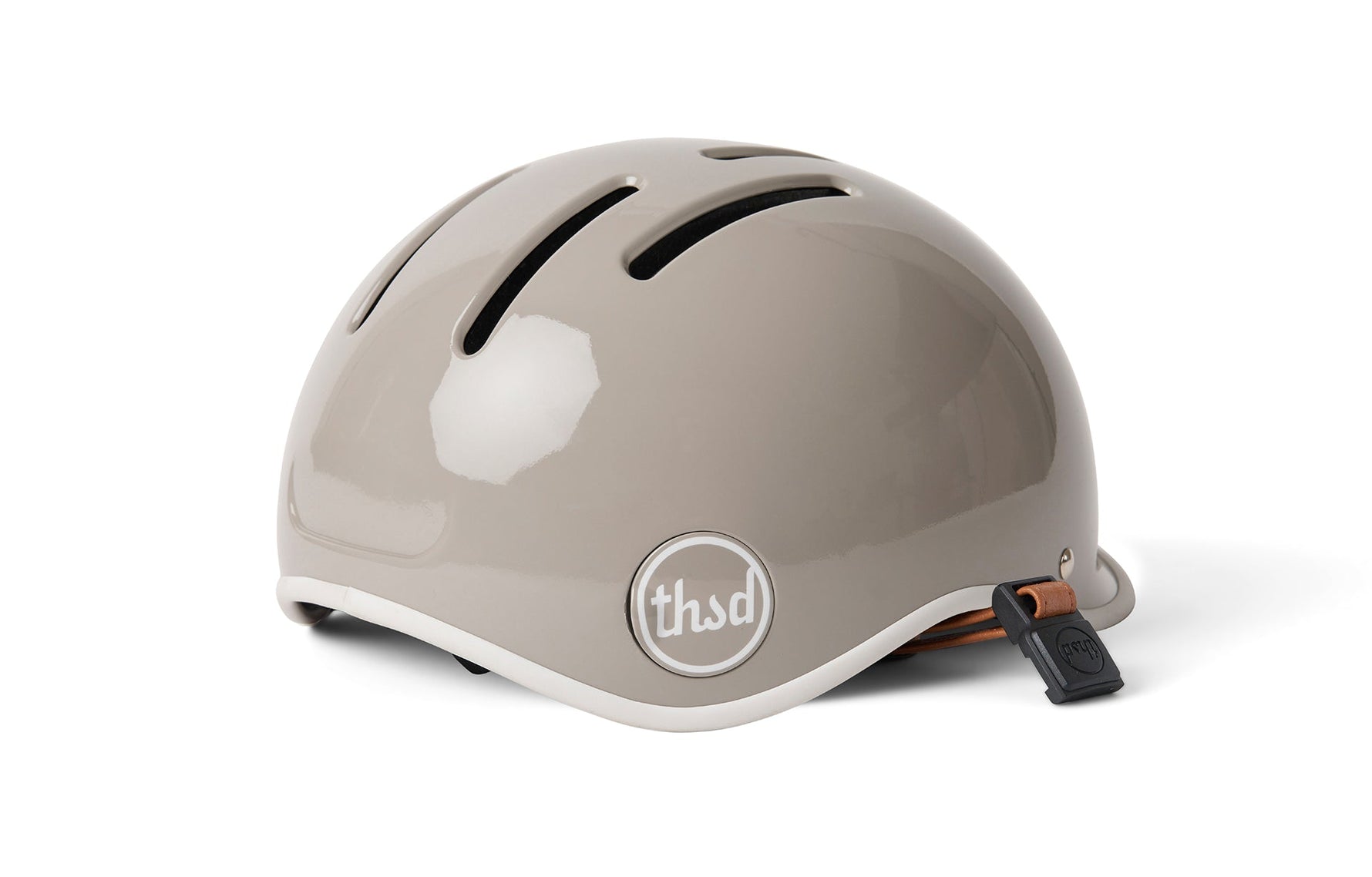 Thousand Heritage 2.0 bicycle helmet in dove grey with ventilation slots and leather strap