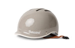 Thousand Heritage 2.0 bicycle helmet in dove grey with brown leather chin strap