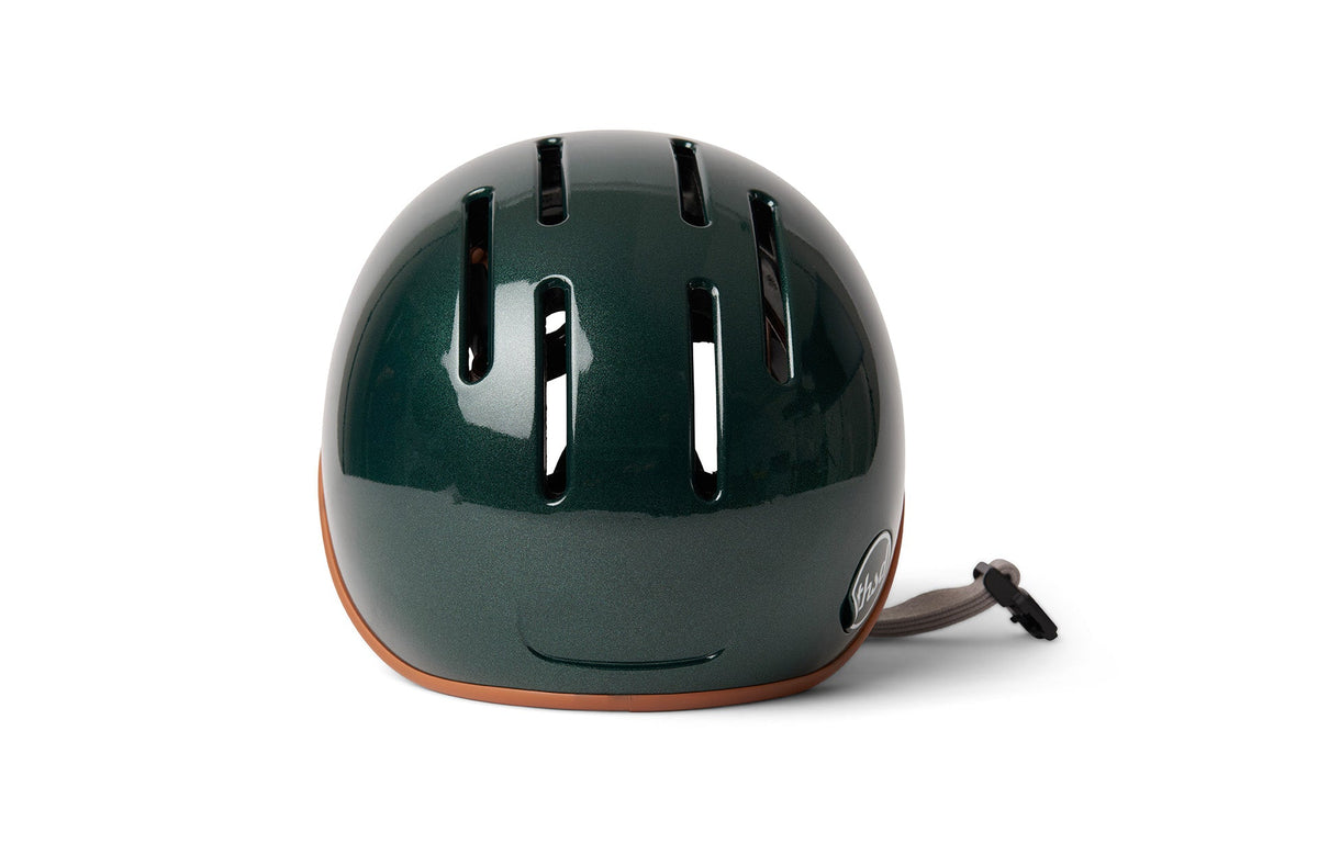 Thousand Heritage 2.0 bike helmet in British Racing Green with tan trim, side view