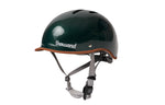 Thousand Heritage 2.0 bike helmet in metallic British Racing Green with tan leather trim
