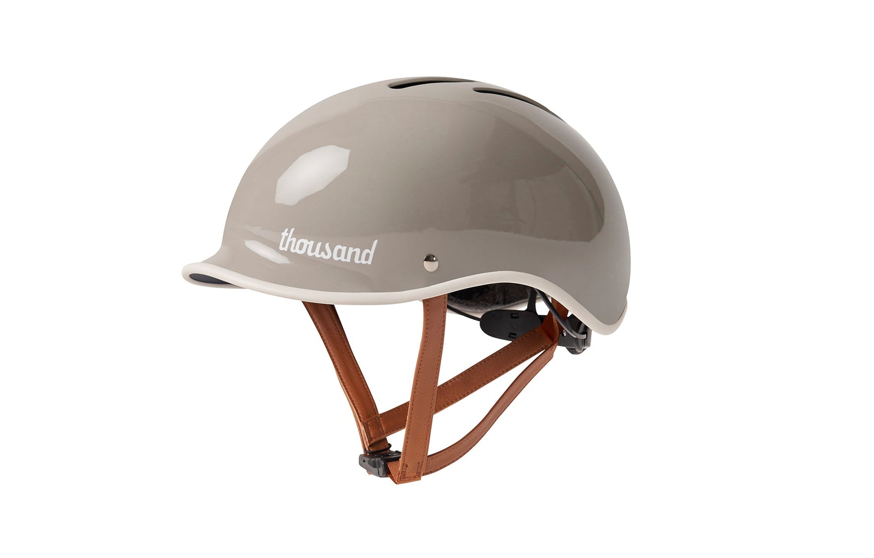 Thousand Heritage 2.0 bike helmet in dove grey with brown leather straps