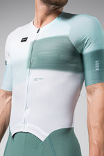 Gobik Aero Brooklyn cycling jersey in white with mint green gradient design