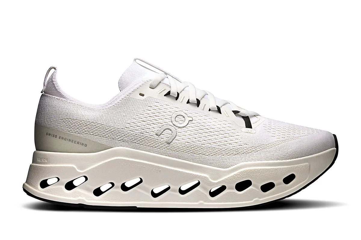 On Cloudsurfer Max men's running shoe in ivory colorway with signature cloud sole