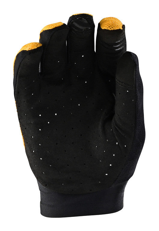 Troy Lee Designs ACE 2.0 MTB glove palm view in black and honey yellow
