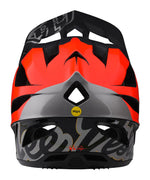Troy Lee Designs Stage MIPS Full Face Helmet in Nova Glo Red colorway, back view