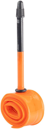 Orange Tubolito S-Tubo Road tube with 80mm Presta valve on white background