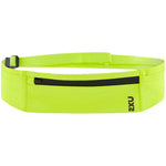 2XU volt green running belt with black zipper pocket and adjustable strap