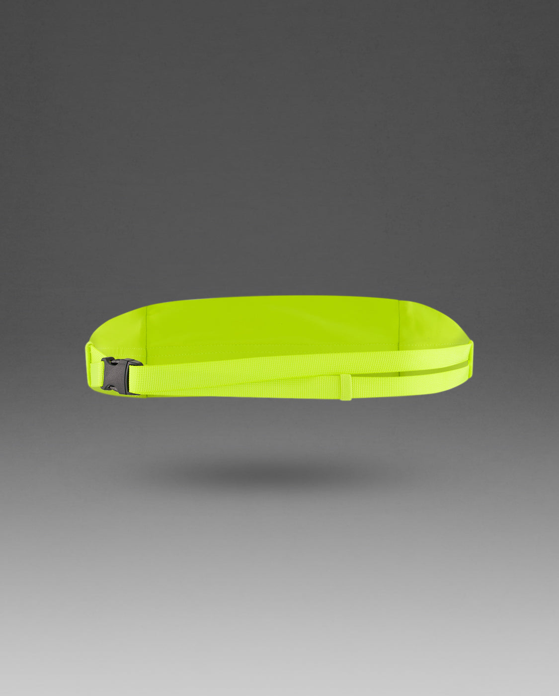 2XU Run Belt in bright volt yellow with black buckle on gray background