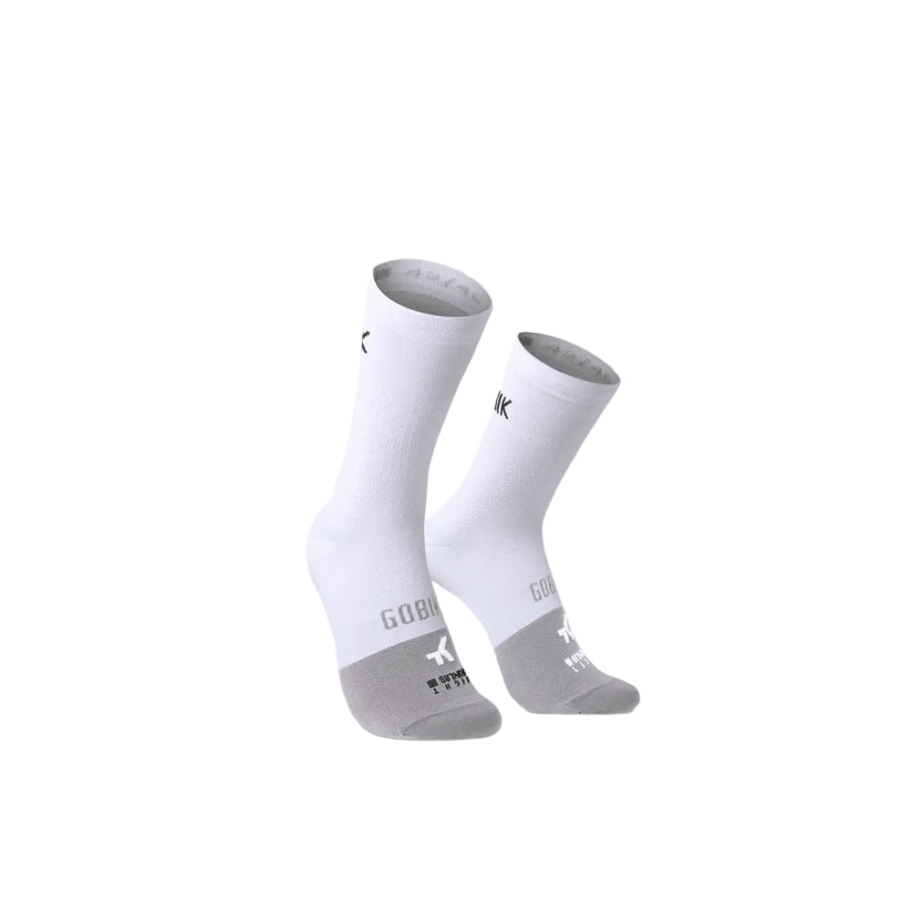 Gobik Lightweight 2.0 Unisex cycling socks in white with grey toe and heel sections