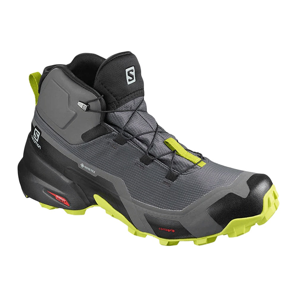 Salomon Cross Hike Mid GTX men's hiking boot in gray with lime accents