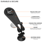 Rokform bike mount exploded view showing black aluminum body with twist lock mechanism