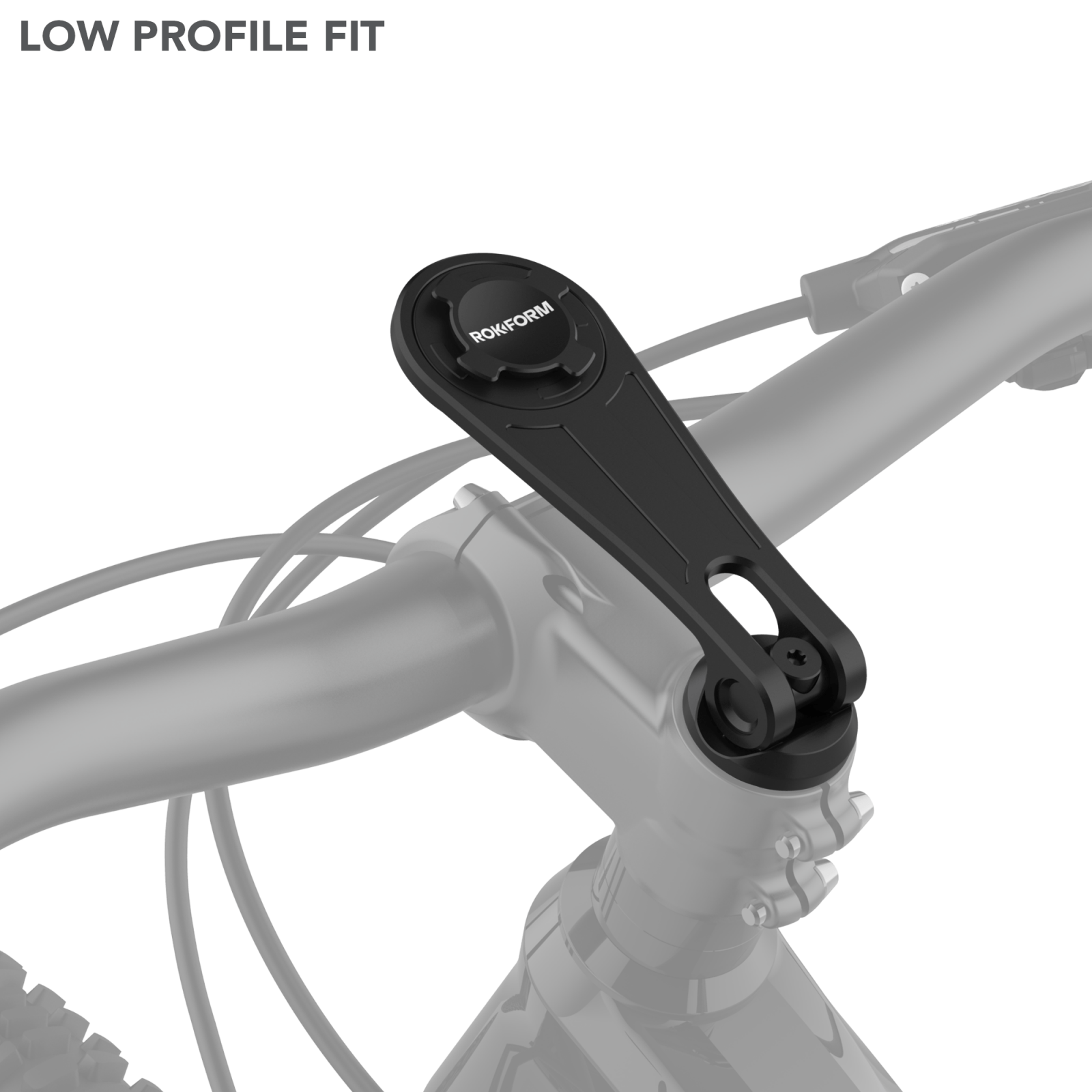 Black Rokform Pro-Series iPhone bike mount attached to bicycle handlebars