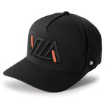 Black VZLA baseball cap with embroidered logo and perforated side panels