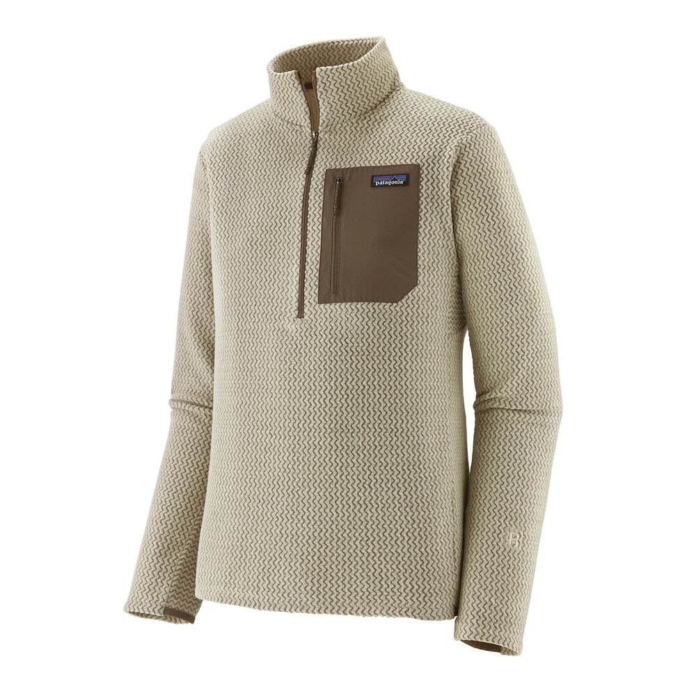 Patagonia R1 Air Fleece Zip-Neck in Pelican color with textured fleece pattern
