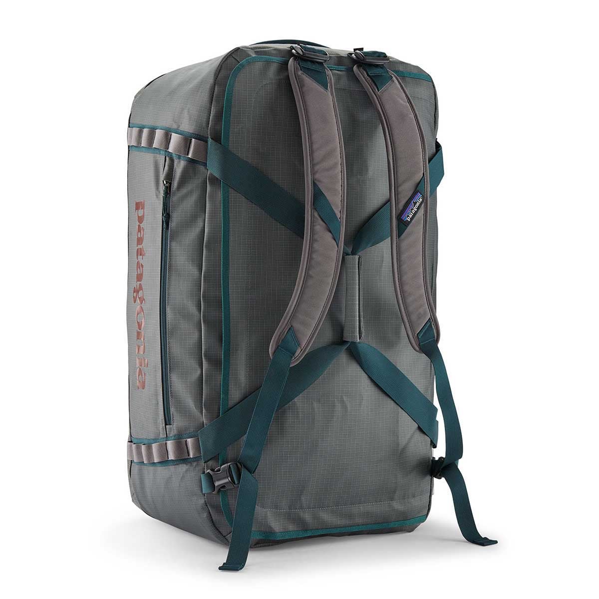 Patagonia Black Hole Duffel 70L in Noble Grey with backpack straps