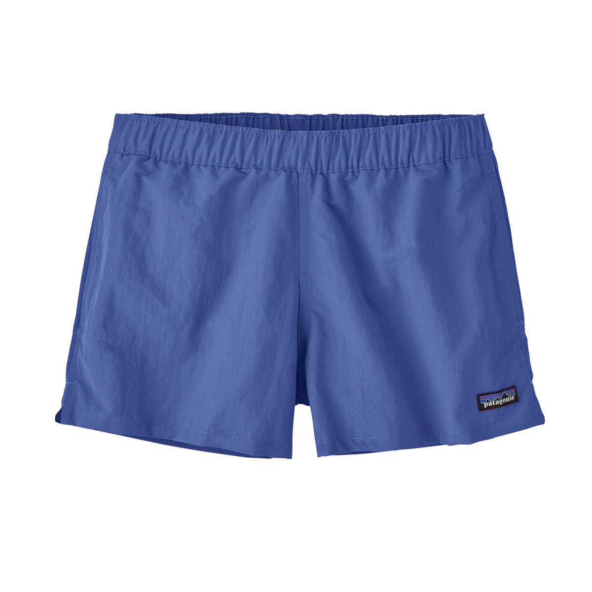 Patagonia Women's Barely Baggies Shorts in blue with elastic waistband