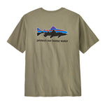Patagonia Men's Home Water Trout Organic T-Shirt in olive green with fish graphic