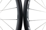 Close-up detail of Fulcrum carbon wheel rims showing rim profile and branding side by side