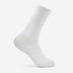 Thorlos Walking Moderate Cushion Crew Sock in white shown on foot form