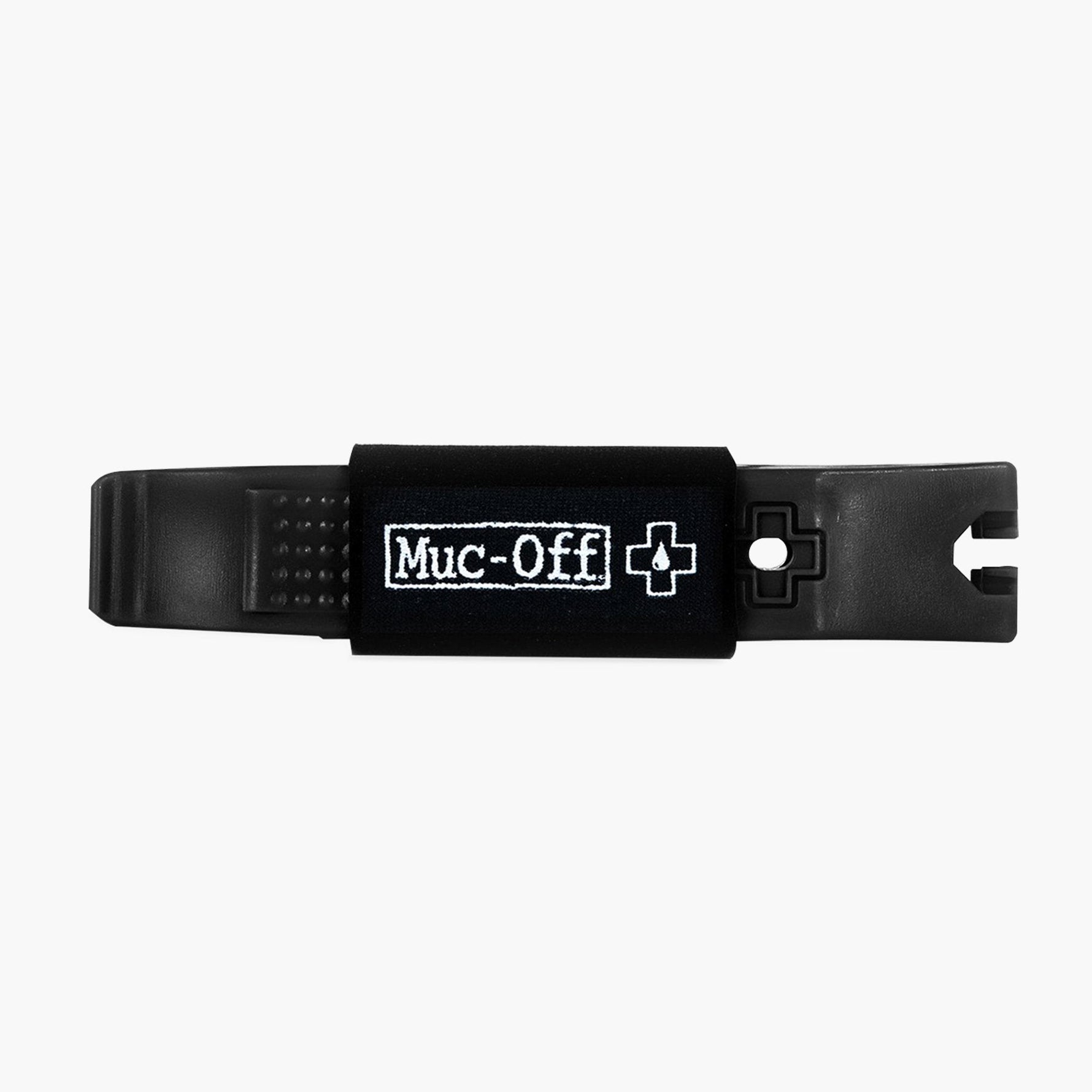 Black Muc-Off tire lever with white logo on clean white background