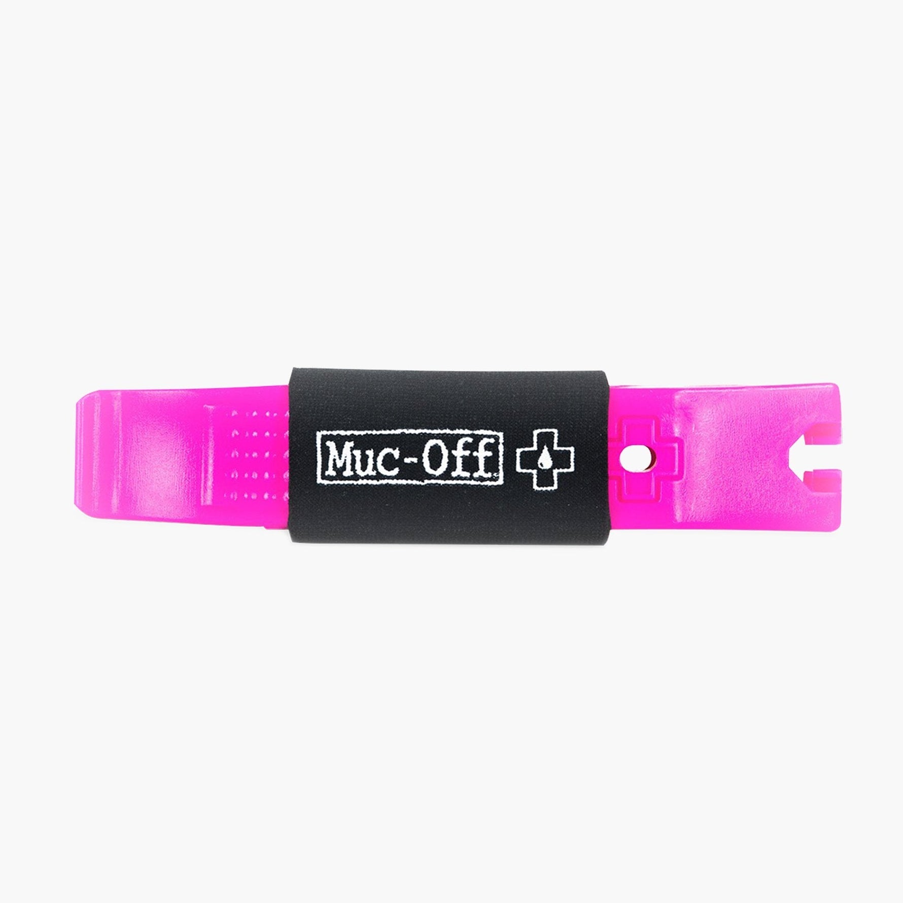 Muc-Off Rim Stix tire lever in bright pink with black grip sleeve