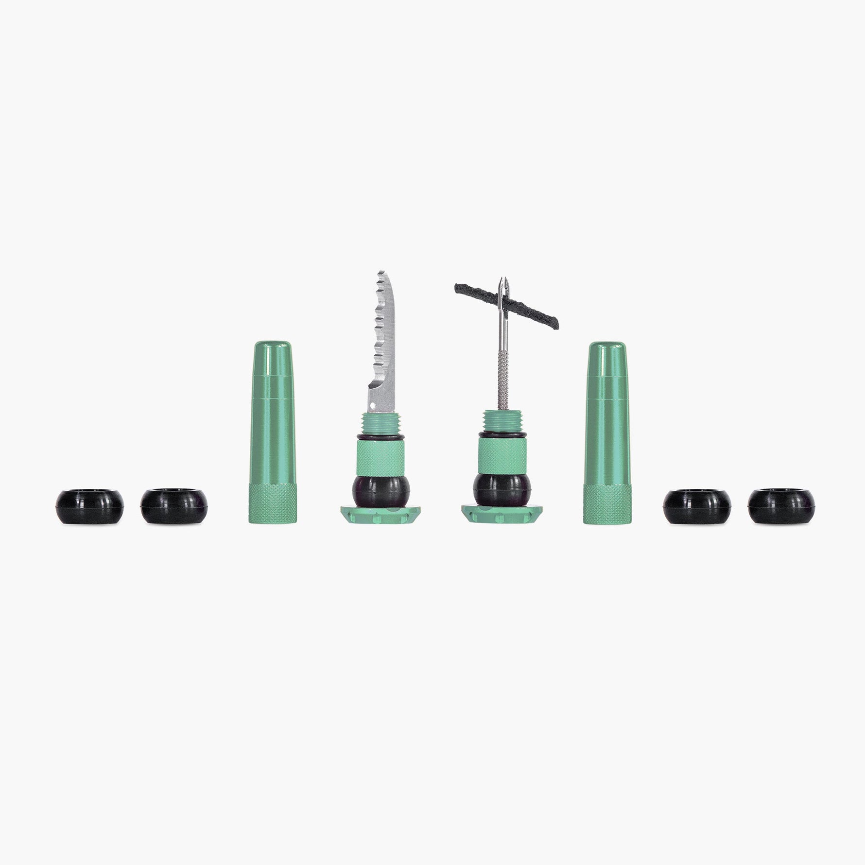 Muc-Off tubeless tire puncture repair plugs with tools and black rubber seals