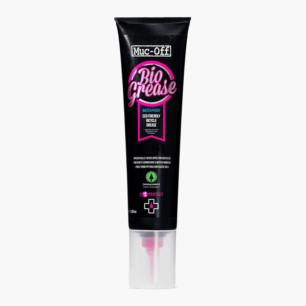 Muc-Off Bio Grease 150g black tube with pink logo on white background