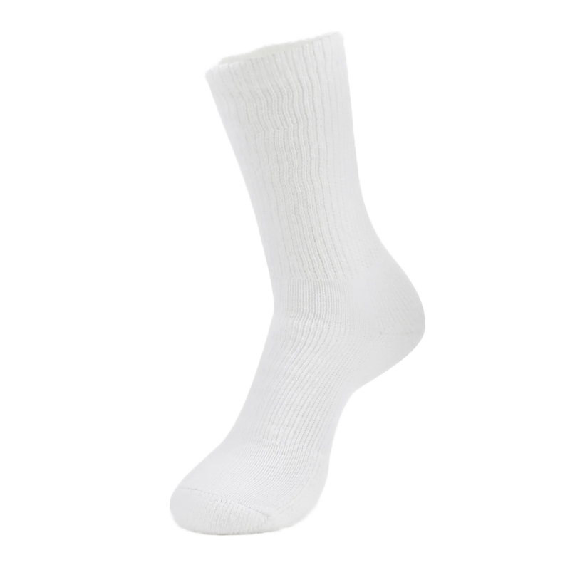 Thorlos Women's Fitness Moderate Cushion Crew sock in solid white, crew height