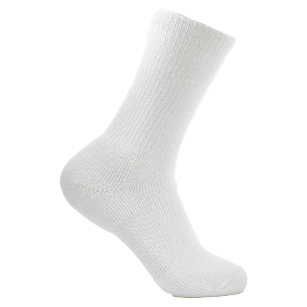 Thorlos Women's Fitness Moderate Cushion Crew sock in white, side profile view