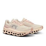 On Cloudmonster 2 women's running shoes in Moon/Fawn colorway with distinctive cloud sole