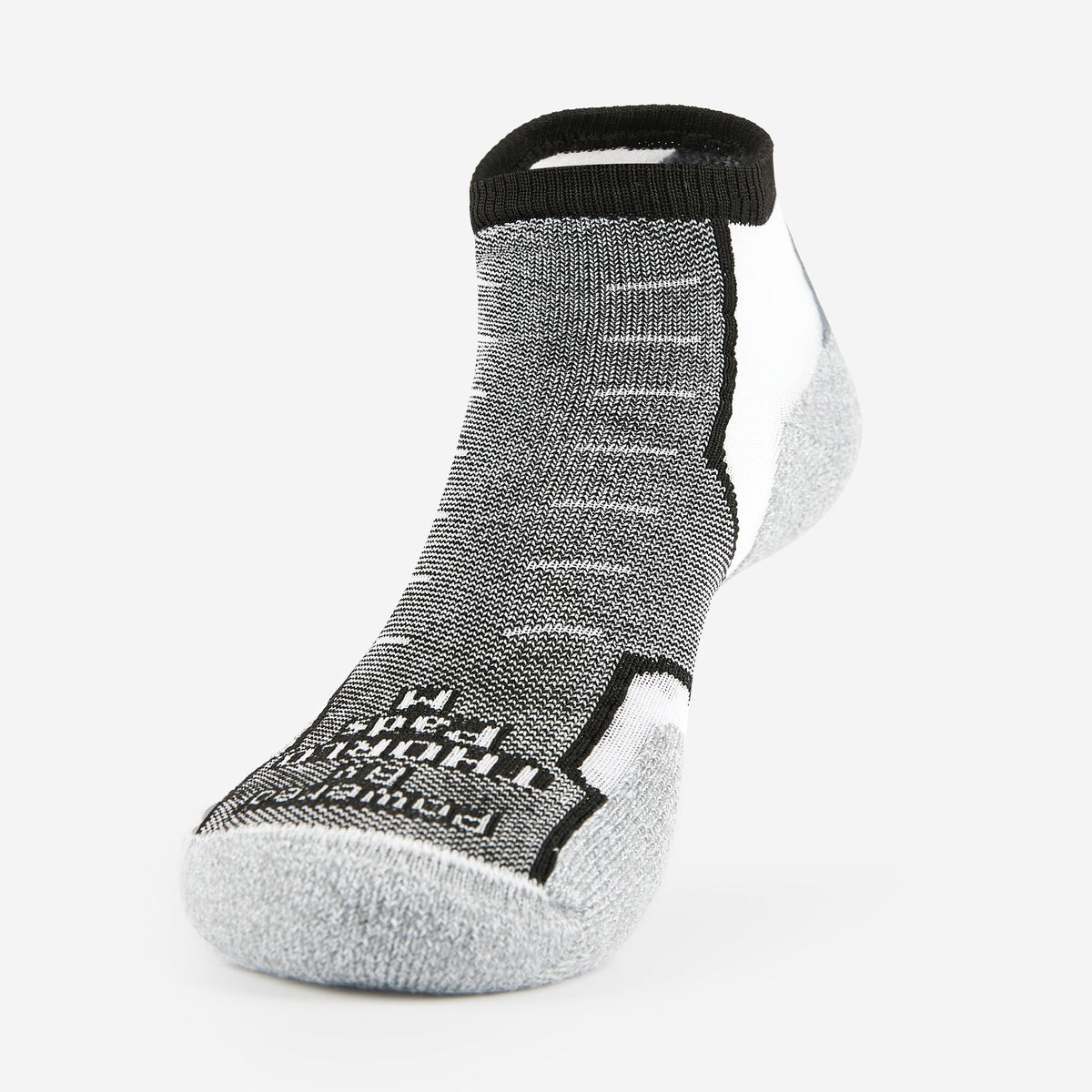 Thorlos Experia Energy low-cut athletic sock in black, white, and gray