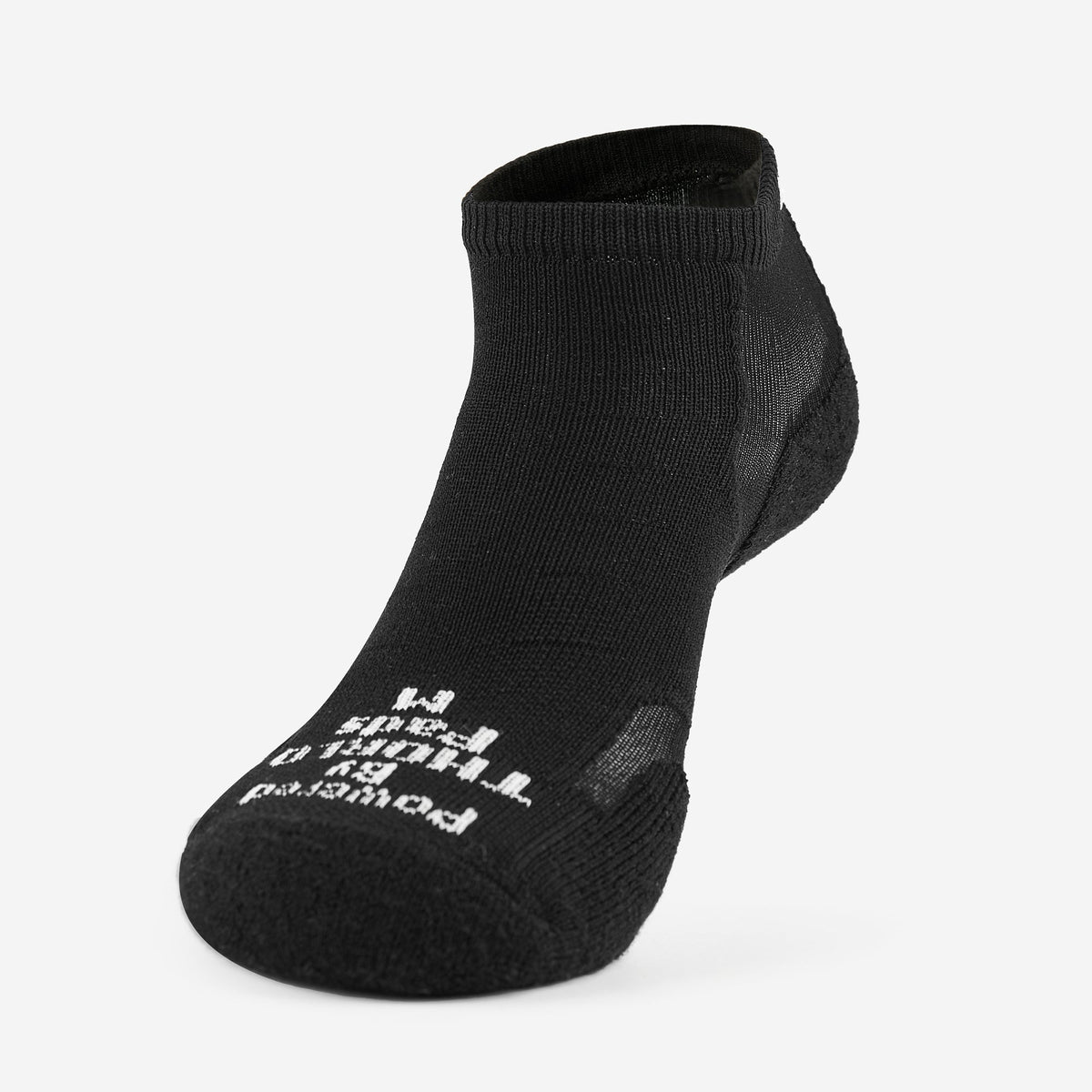 Thorlos Experia Energy black low-cut athletic performance sock on white background