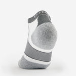 Thorlos Experia Energy low-cut athletic sock in gray and white with cushioned heel