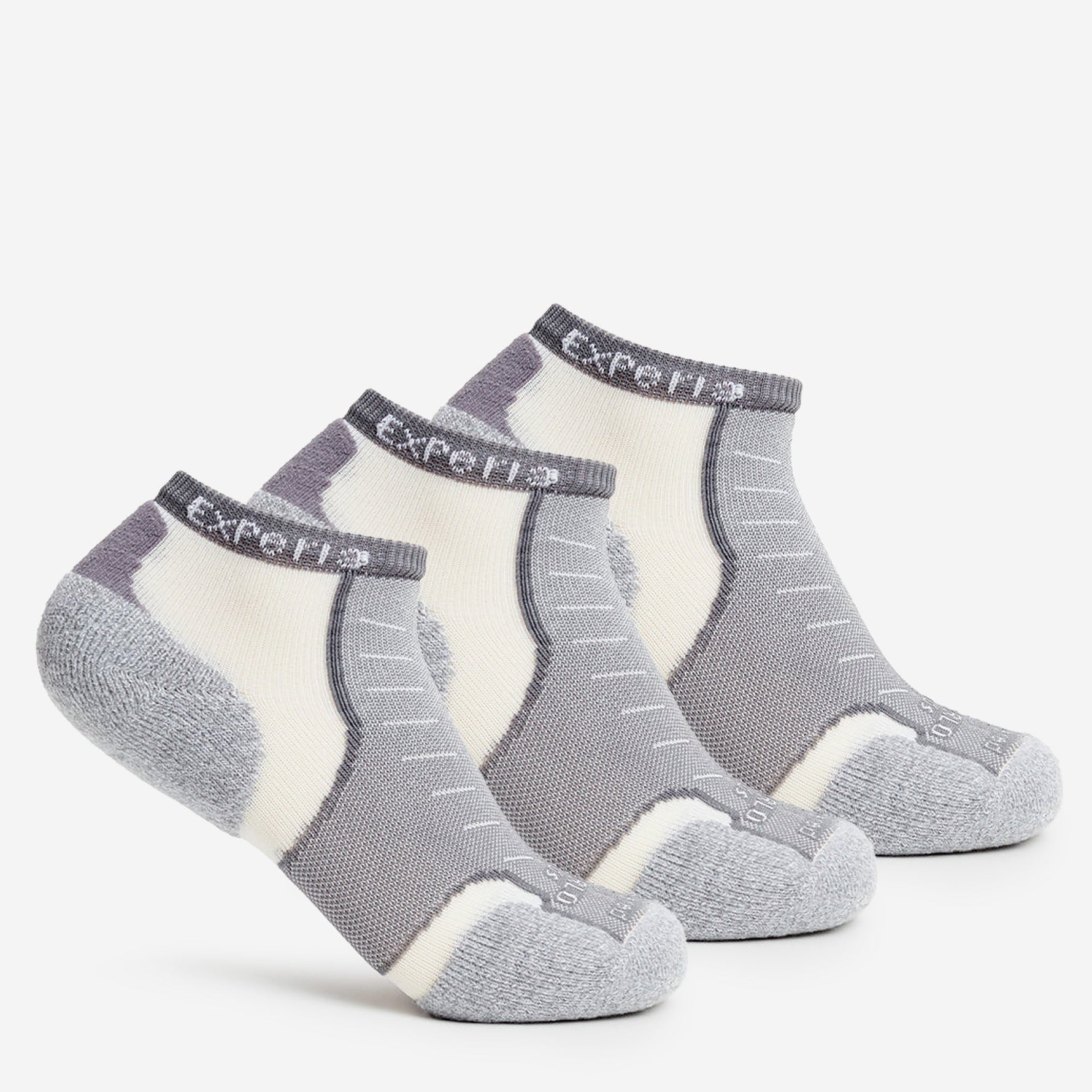 Experia Light Cushion Low-Cut Socks in Night Grey, three-pack product shot