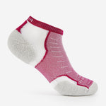Experia Light Cushion Low-Cut Sock in Berry with gray heel and toe cushioning
