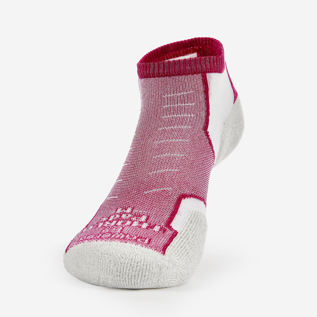 Thorlos Experia Energy low-cut running sock in pink, white, and gray
