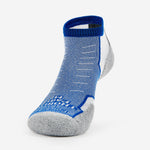 Thorlos Experia Energy low-cut ankle sock in royal blue, white, and gray