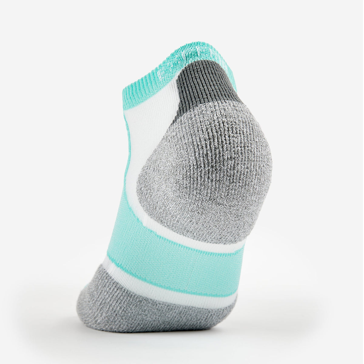 Thorlos Experia Energy low-cut ankle sock in mint teal, white, and gray colorway