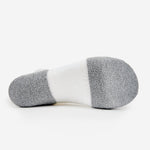 Bottom view of Thorlos Experia Energy sock showing gray heel and toe with white arch