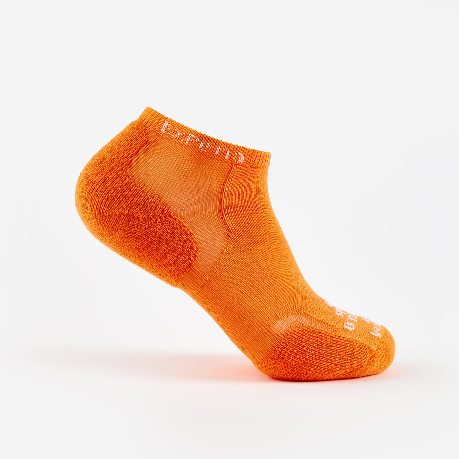 Experia Light Cushion Low-Cut ankle sock in tangerine orange with cushioned heel and toe