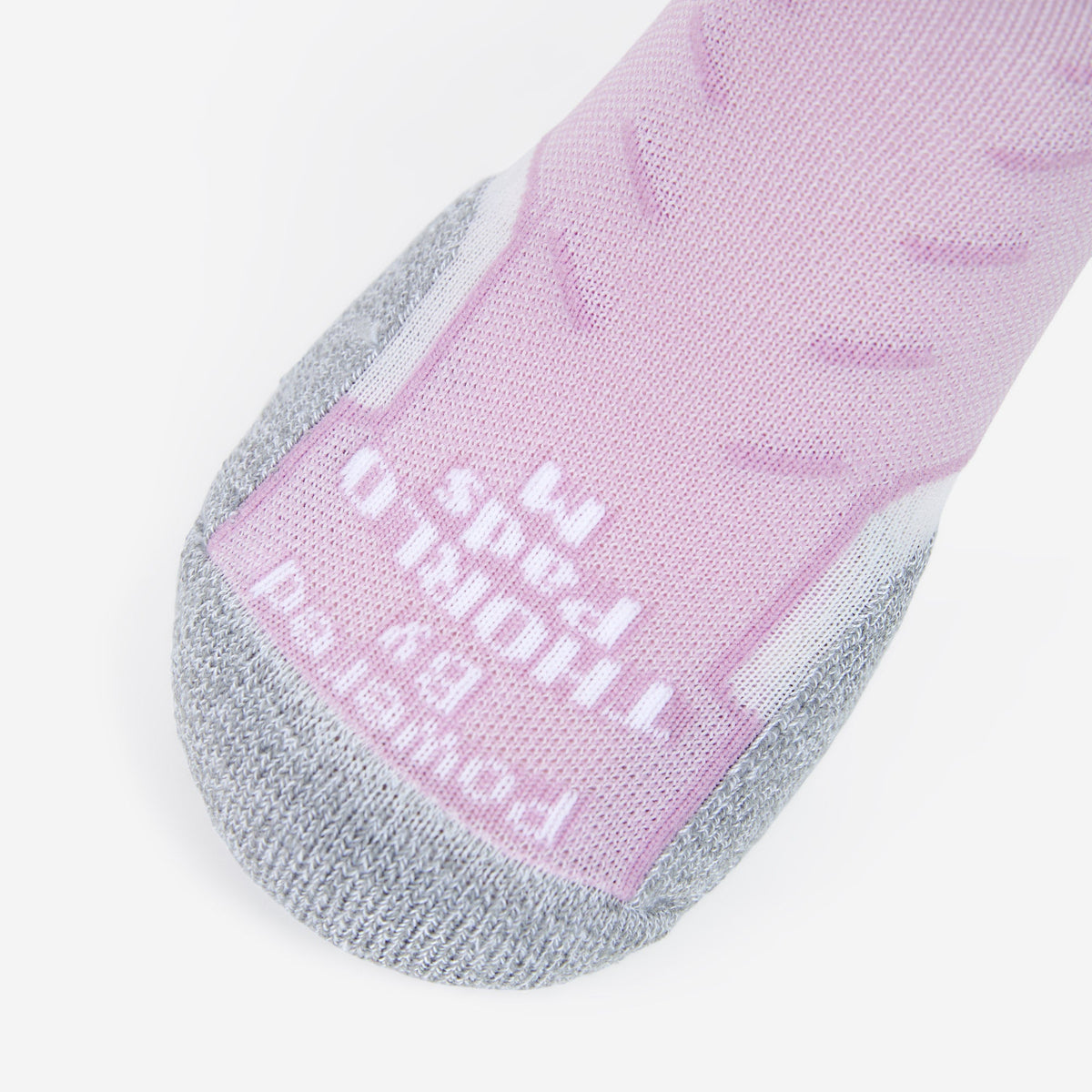 Thorlos Experia Energy sock in pink tie-dye pattern with gray toe and heel reinforcement