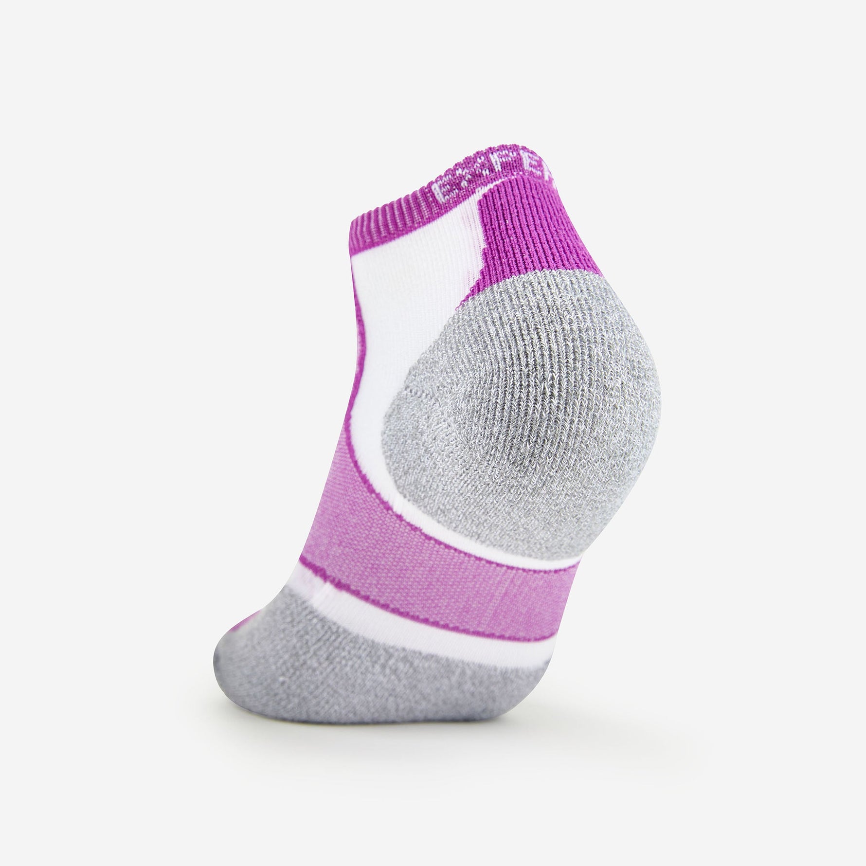 Experia Light Cushion Low-Cut Sock in Berry with white and gray cushioned heel