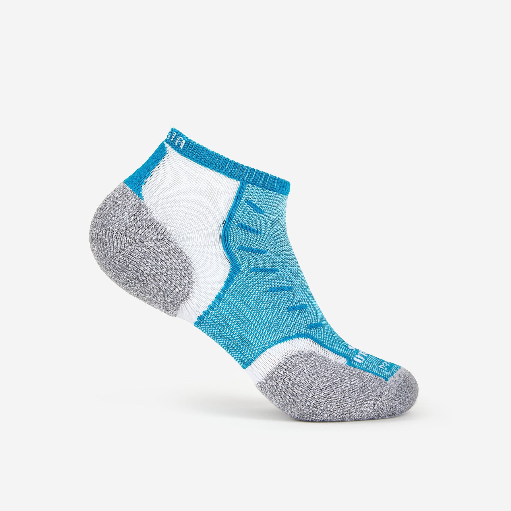 Experia Light Cushion Low-Cut athletic sock in spearmint teal with gray cushioned heel and toe