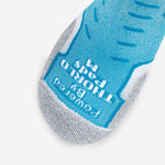 Thorlos Experia Energy sock in teal blue and gray with white logo text detail