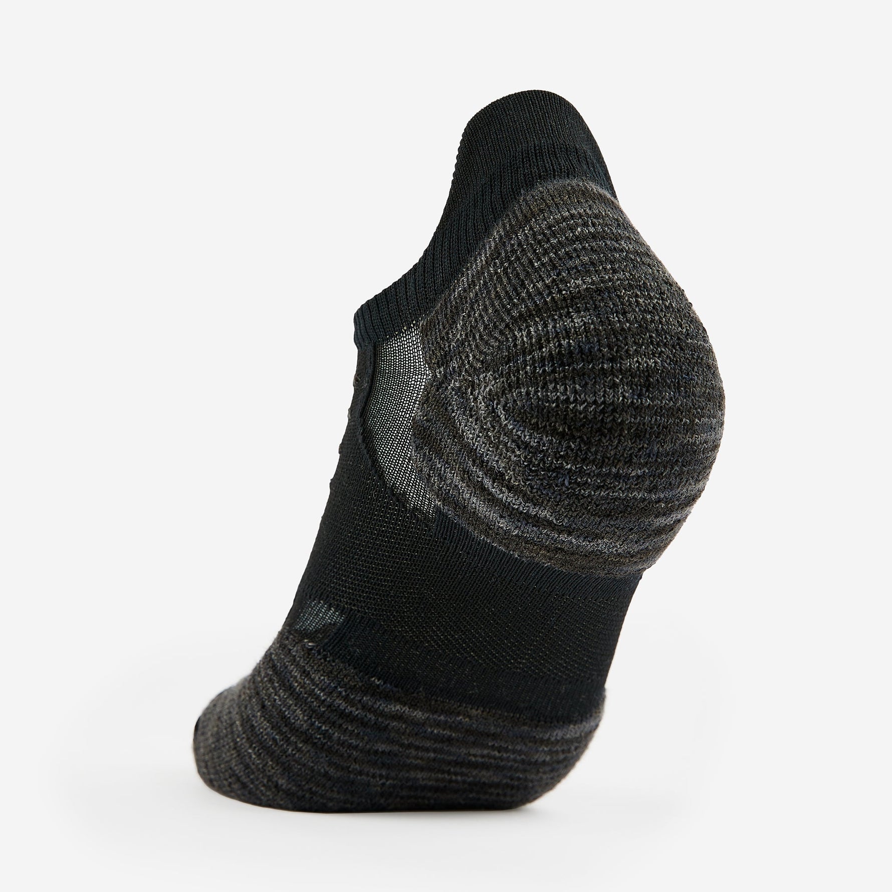 Experia No Show Tab running sock in black with cushioned heel and toe zones