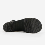 Bottom sole view of Experia No Show Tab Socks in dark charcoal grey knit fabric