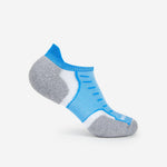 Experia No Show Tab running sock in royal blue, white, and gray colors