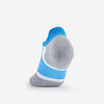Experia No Show Tab running sock in royal blue and gray with white stripe