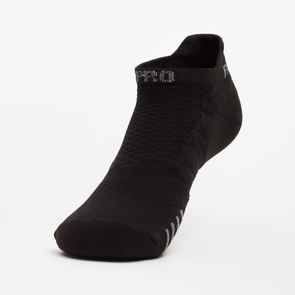 Thorlos Experia ProLite black low-cut athletic no-show sock with gray branding