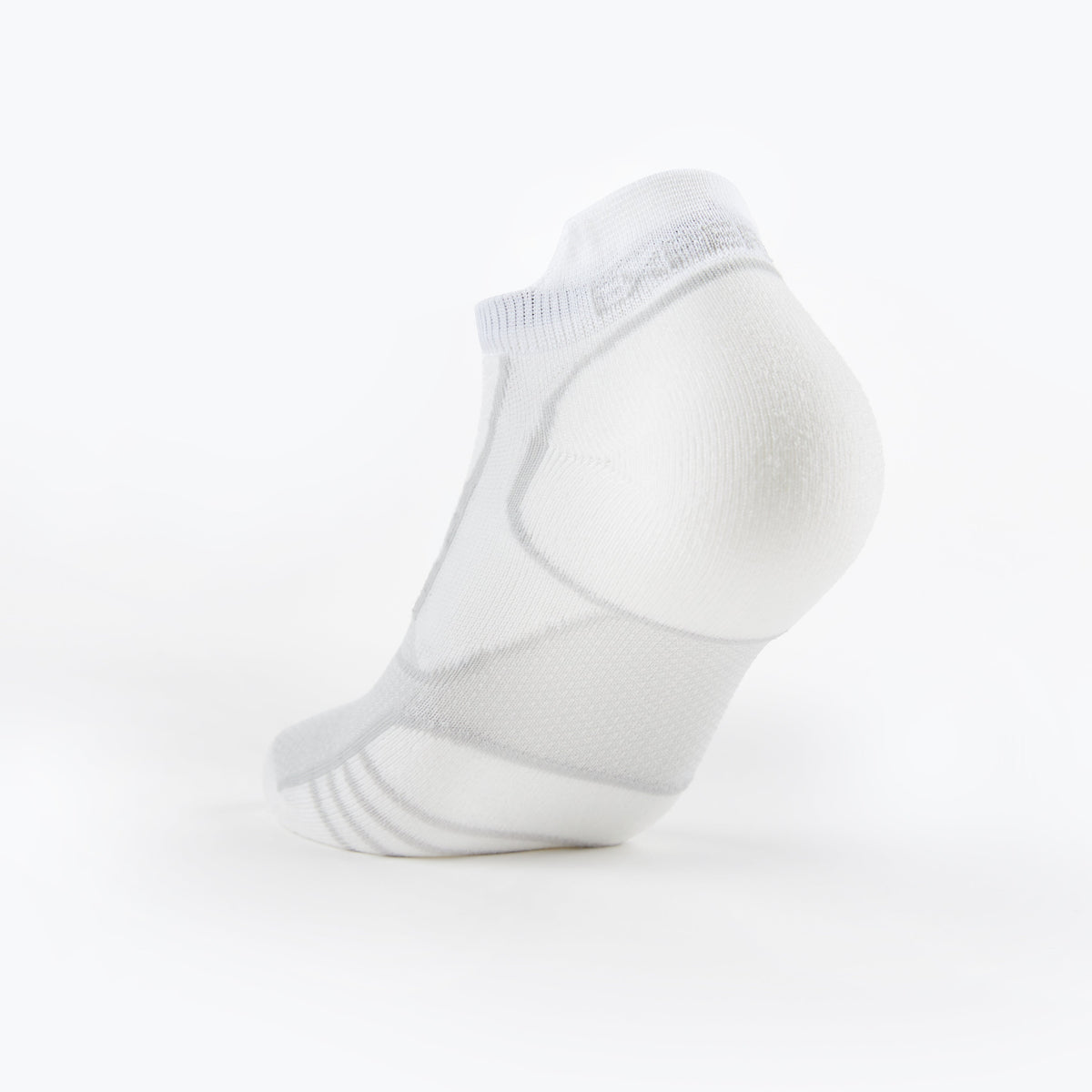 Thorlos Experia ProLite white low-cut athletic sock with gray accent details
